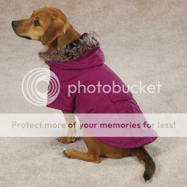 Dog Fur Trimmed Parka Coat Jacket Hood Hooded XXS XS S M L XL S/M Pet