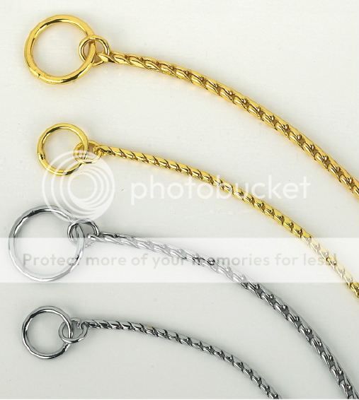 Guardian Gear Snake Chain Show Dog Collar 4mm or 5mm thick, gold or